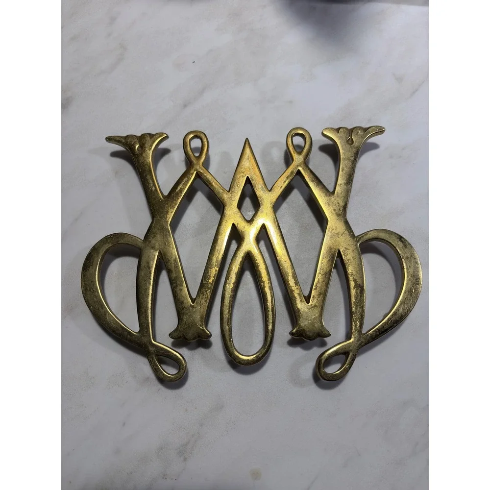 Virginia Metalcrafters Trivet OS Brass William & Mary Cypher